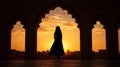 Silhouette Persian woman in national dress traditional Iranian architecture background Generative AI