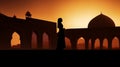 Silhouette Persian woman in national dress traditional Iranian architecture background Generative AI