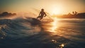 silhouette of a person on a beach silhouette of a person on a beach sunset on the beach Royalty Free Stock Photo