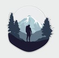 silhouette of a person climbing a mountain Royalty Free Stock Photo