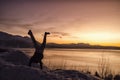 Silhouette of a Person over a Winter Landscape Royalty Free Stock Photo