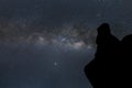 Silhouette of person gazing the galactic center of the milky way Royalty Free Stock Photo