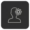 Silhouette of a person with a gear symbol over the head, representing concepts like Royalty Free Stock Photo