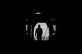 The silhouette of a person in a high-speed railway tunnel under construction Royalty Free Stock Photo