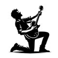 silhouette of a person playing a guitar Royalty Free Stock Photo