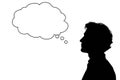 Man Silhouette Thinking with Empty Thought Bubble Royalty Free Stock Photo
