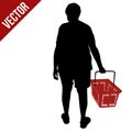 Silhouette of a person with shopping basket