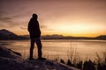 Silhouette of a Person over a Winter Landscape Royalty Free Stock Photo