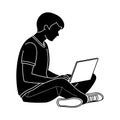 Silhouette of Person Using Laptop for Work or Study Royalty Free Stock Photo