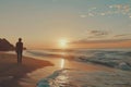 Silhouette of person walking on beach during sunset Royalty Free Stock Photo