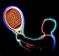 Silhouette photo of a man with a racket in a neon sports style