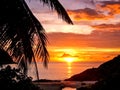 Silhouette photo with sunset at the beach