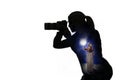 Silhouette of photographer Royalty Free Stock Photo