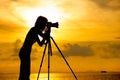 Silhouette photographer at sunset Royalty Free Stock Photo