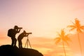 silhouette of a photographer who shoots sunrise