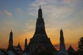 silhouette photography sunset sky of wat arun temple most popular religion traveling destination in bangkok thailand