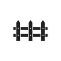 Silhouette of a picket fence icon. Features three vertical pointed boards connected by Royalty Free Stock Photo