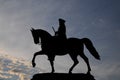 Silhouette picture of the Equestrian Statue of George Washington in Common Park, Boston