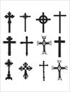 Silhouette picture set of a Christian Symbol of Cross