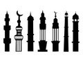 Silhouette picture set of an Islam Mosque Minaret