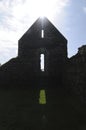 Silhouette picture of the St. Mary`s Nunnery on the Isle of Iona, Scotland Royalty Free Stock Photo