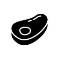 Silhouette Piece of fresh meat on bone. Outline icon of pork or steak. Black simple illustration of marble beef for grill and