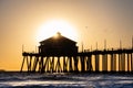 Silhouette of the Pier at Sunset at Huntington Beach California