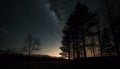 Silhouette of pine tree against starry Milky Way night sky generated by AI Royalty Free Stock Photo