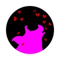 Silhouette of pink pig howling at the full moon, against the dark night sky. Vector illustration. Pagan totem for designers Royalty Free Stock Photo