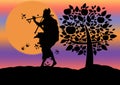 Silhouette of a Piper in the Sunset, Digital Art