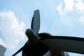 Silhouette Plane propeller with blue sky