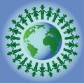 Silhouette of planet Earth. Boys and girls holding hands Royalty Free Stock Photo