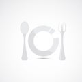 Silhouette of plate fork and spoon Royalty Free Stock Photo