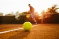 Silhouette of player on a tennis court Royalty Free Stock Photo