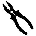 Silhouette of Pliers Tool on White Background Royalty Free Stock Photo