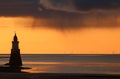 Silhouette Plover Scar lighthouse golden sunset