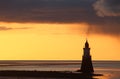 Silhouette Plover Scar lighthouse golden sunset