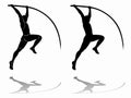 Silhouette of a pole jumper , vector drawing
