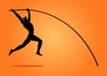 Silhouette of a pole vault athlete Royalty Free Stock Photo