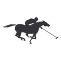 Silhouette of polo rider horse vector illustration Royalty Free Stock Photo