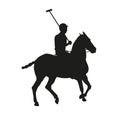 Silhouette of polo rider horse vector illustration Royalty Free Stock Photo