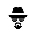Silhouette portrait of a Spy-man . Men icon. Royalty Free Stock Photo