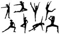 Silhouette Poses, Woman Aerobics Fitness on White Background, Se Royalty Free Stock Photo