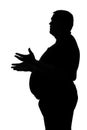Silhouette of a pot-bellied man