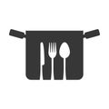 silhouette pot fork spoon knife symbol kitchen Royalty Free Stock Photo