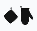 Silhouette Potholder Oven Mitt Protective Vector Template. Oven Glove Vector Icon Royalty Free Stock Photo