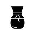 Silhouette Pour over coffee maker. Outline icon. Pot for brewing coffee. Making drink in drip way. Black simple illustration of