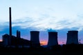 Silhouette of power plant Royalty Free Stock Photo