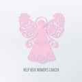 Breast cancer awareness card with angel and ribbon Royalty Free Stock Photo