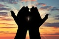 Silhouette of praying hands Royalty Free Stock Photo